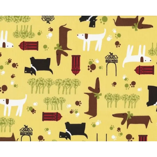 Patchworkstoff WHISKERS & TAILS mit Hunden, gelb