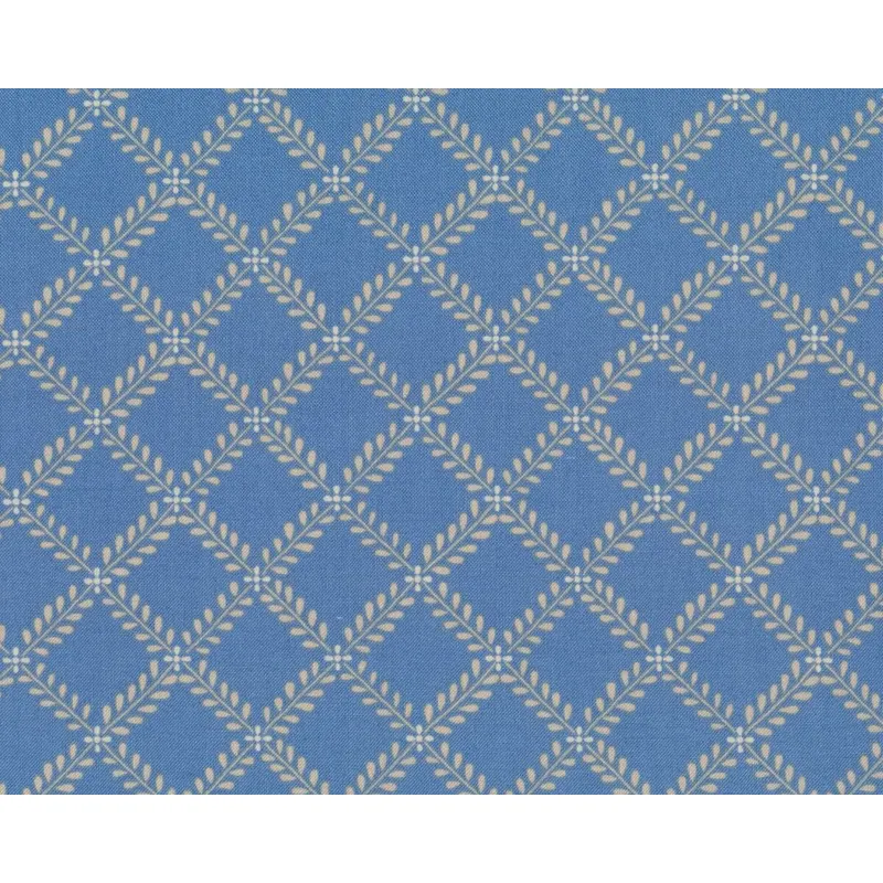 Patchworkstoff WINDERMERE, Blätter-Rauten, taubenblau-helles beige, Moda Fabrics