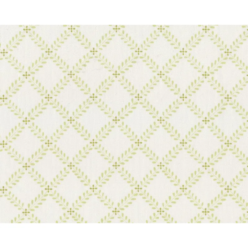Patchworkstoff WINDERMERE, Blätter-Rauten, wollweiß-helles limette, Moda Fabrics