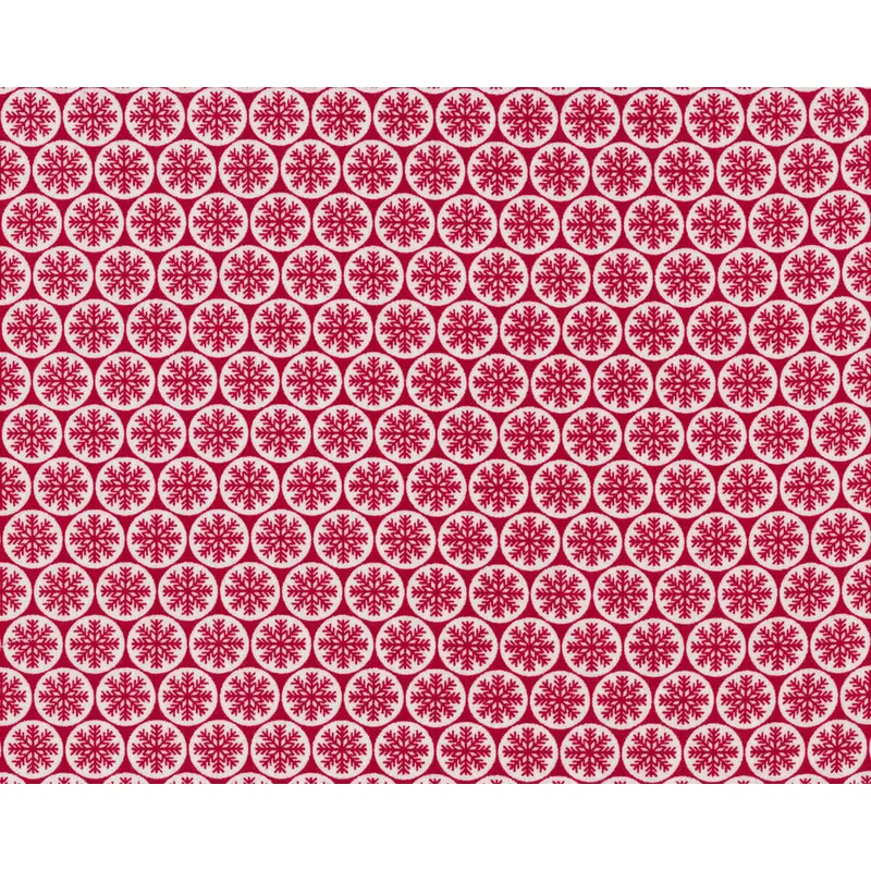 Patchworkstoff WINTER ESSENTIALS, Schneeflocken im Kreis, dunkelrot-weiß