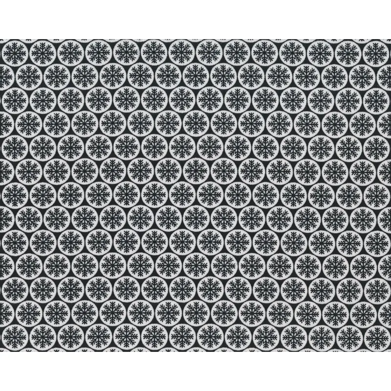 Patchworkstoff WINTER ESSENTIALS, Schneeflocken im Kreis, schwarz-weiß