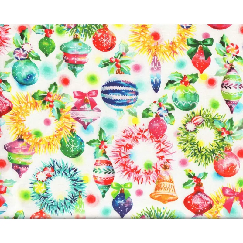 Patchworkstoff WISHWELL GLOW, Kränze, weiß, Robert Kaufman