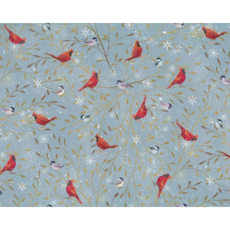 Patchworkstoff WOODLAND BUDDIES, Vögel, grau, QT Fabrics