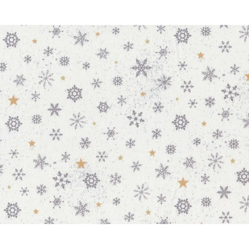 Patchworkstoff WOODLAND WONDER, Schneeflocken, gebrochenes weiß-steingrau