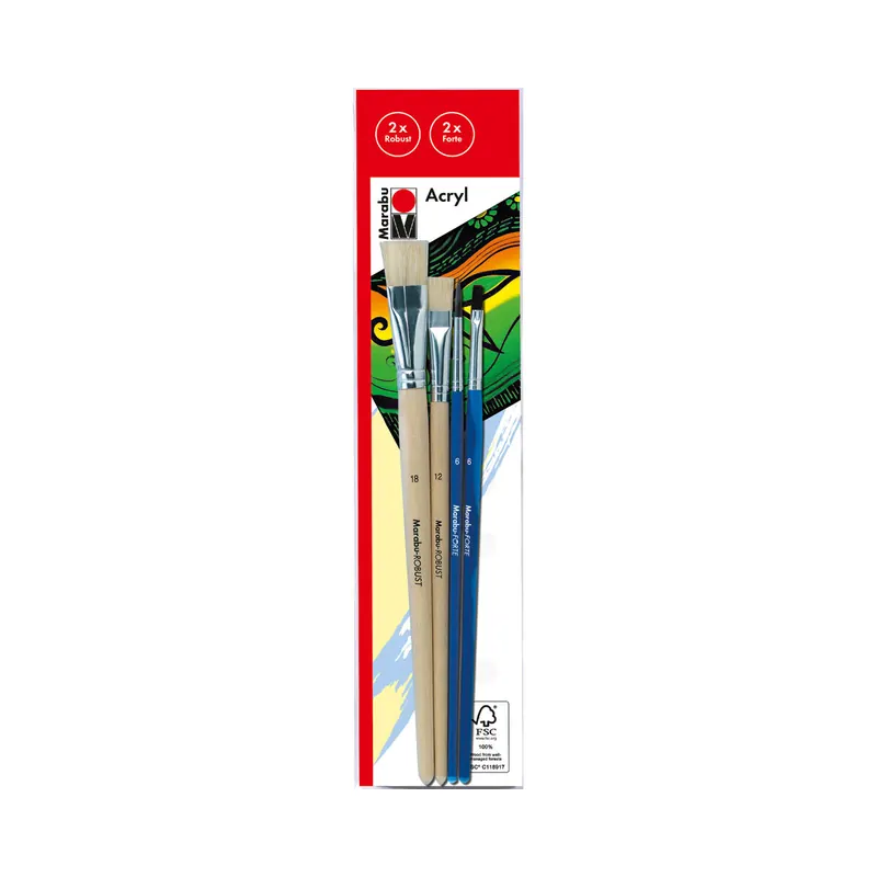 Pinselset ACRYL, 4 Pinsel Robust und Forte, Marabu