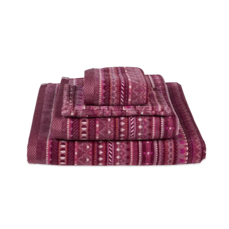 PiP Studio Handtuch Geometric Print D.Pink Set a 3 Stk set a3 55x100 rosa