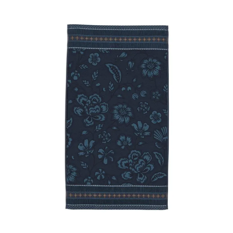 PiP Studio Handtuch Jasmin Jacquard Dark Blue Set a 3 Stk 55x100 blau