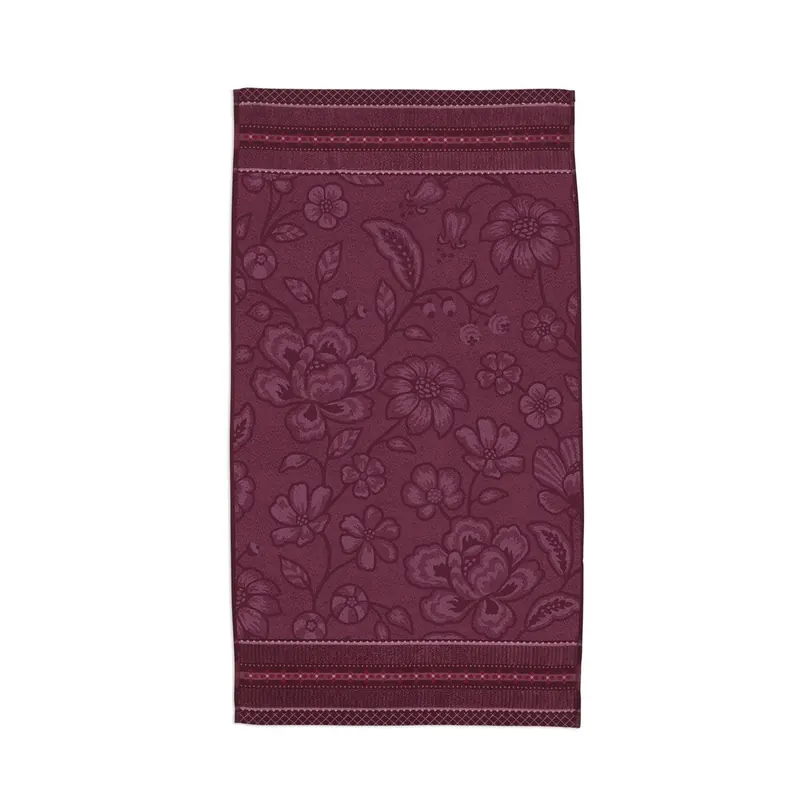 PiP Studio Handtuch Jasmin Jacquard Dark Pink Set a 3 Stk 55x100 rosa