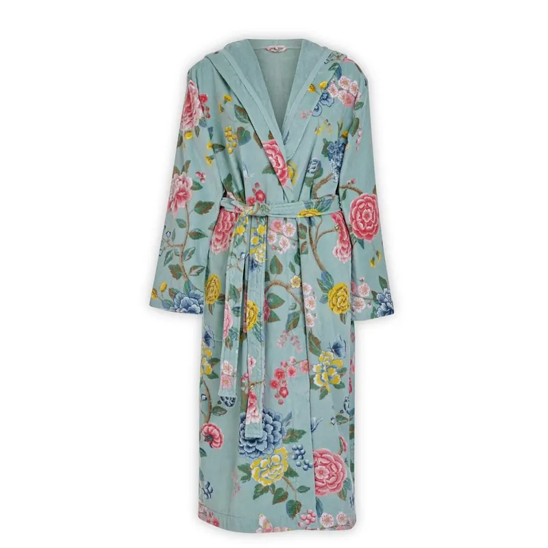 PiP Studio Heimtextilie 100% Cotton, terry velour, 380 GSM Ba mantel Good Evening Bathrobe Blue Xs XS 1 Ba mantel blau