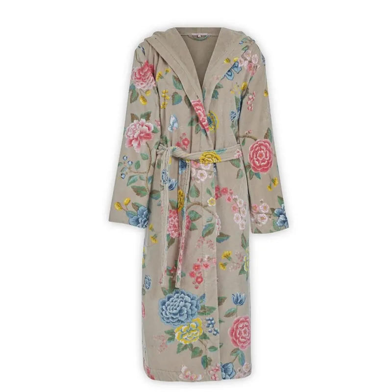PiP Studio Heimtextilie 100% Cotton, terry velour, 380 GSM Ba mantel Good Evening Bathrobe Khaki Xs XS 1 Ba mantel Khaki
