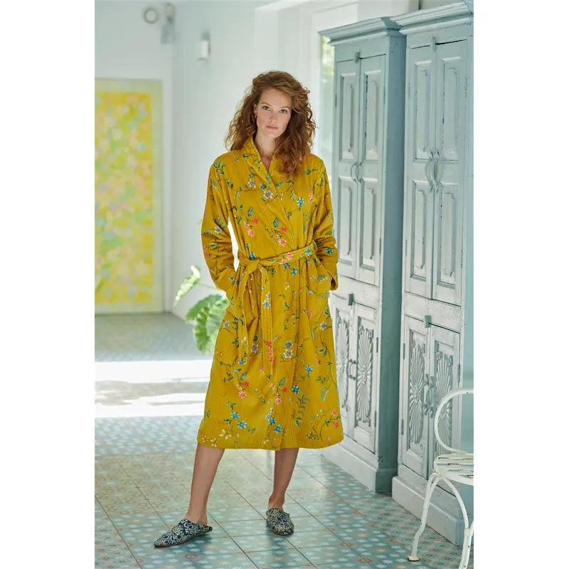 PiP Studio Heimtextilie 100% Cotton, terry velour, 380 GSM Ba mantel Les Fleurs Bathrobe Yellow M M 1 Ba mantel gelb