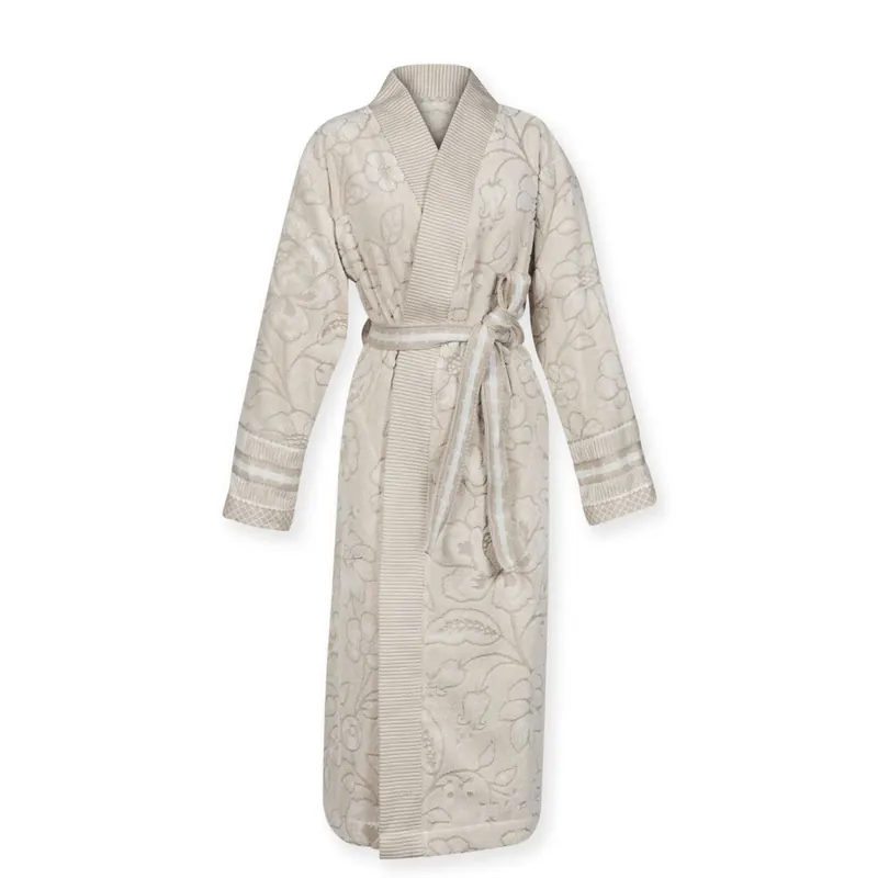 PiP Studio Heimtextilie Ba mantel PIP Jasmin Jacquard Bathrobe Sand XS Sand cm x cm natur