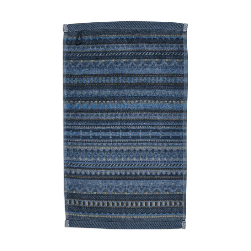 PiP Studio Heimtextilie Gästetuch Geometric Print Dark Blue Set a 3 Stk 30x50 blau