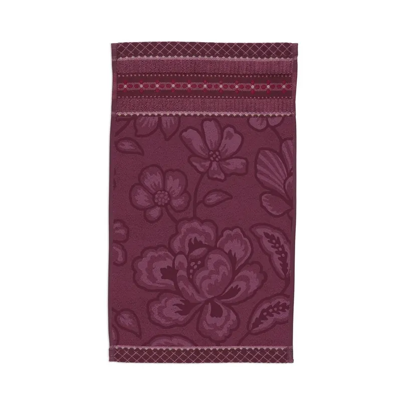 PiP Studio Heimtextilie Gästetuch Jasmin Jacquard Dark Pink Set a 3 Stk 30x50 rosa