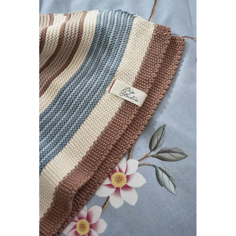 PiP Studio Heimtextilie Kuschel cke PIP Bonsoir Combistripe Blue 130 cm x 170 cm blau