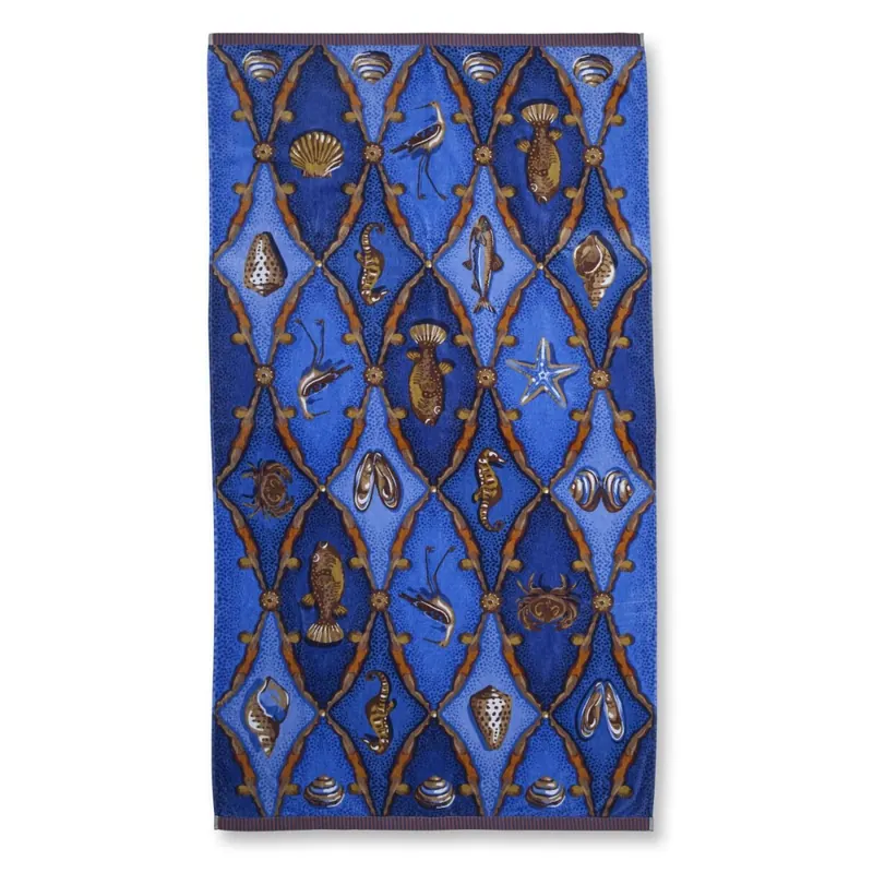 PiP Studio Heimtextilie Strandtuch PIP Little Sea Beachtowel Blue 100 cm x 180 cm blau