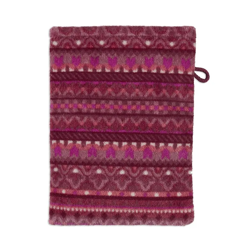 PiP Studio Heimtextilie Waschlappen Geometric Print Dark Pink Set a 3 Stk 16x22 rosa