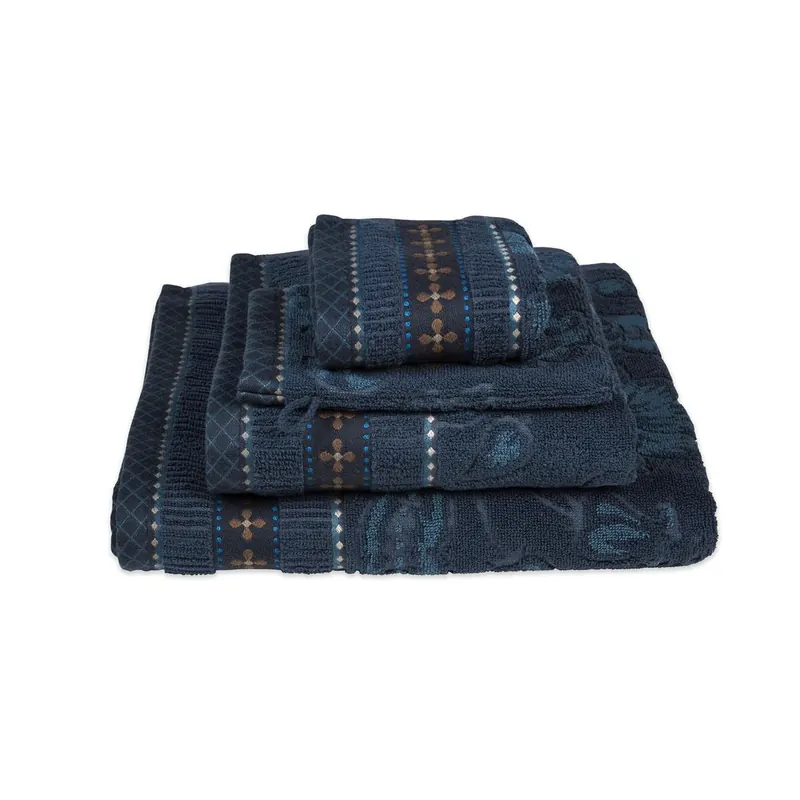 PiP Studio Heimtextilie Waschlappen Jasmin Jacquard D.Blue Set a 3 Stk 16x22 blau