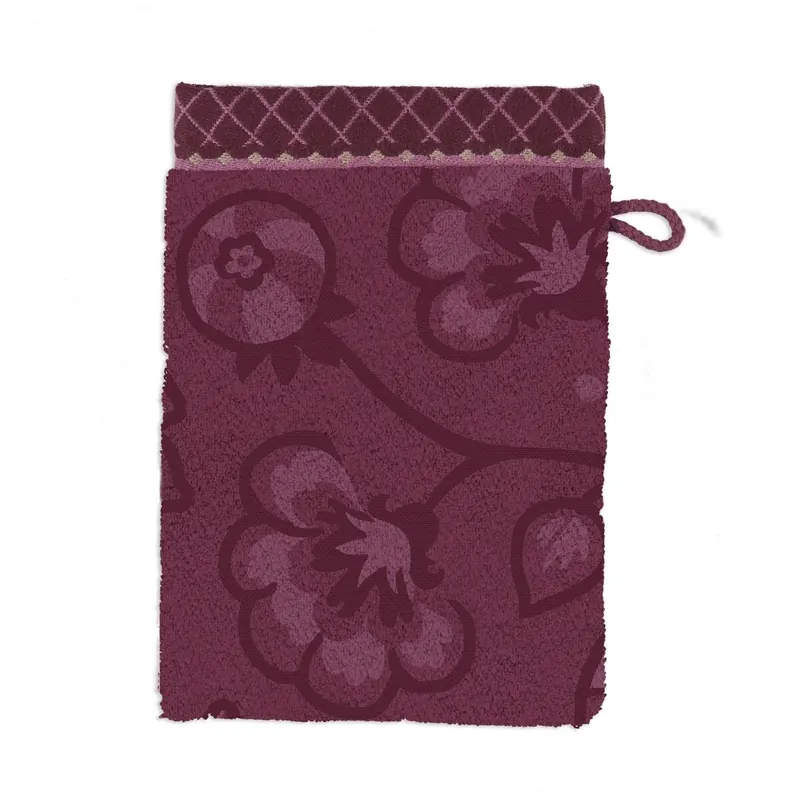 PiP Studio Heimtextilie Waschlappen Jasmin Jacquard Dark Pink Set a 3 Stk 16x22 rosa