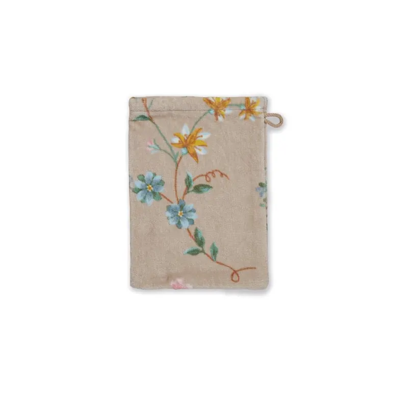 PiP Studio Heimtextilie Waschlappen Les Fleurs_Khaki_UV_UV_16x22 3 x Waschlappen 16 x 22 cm natur