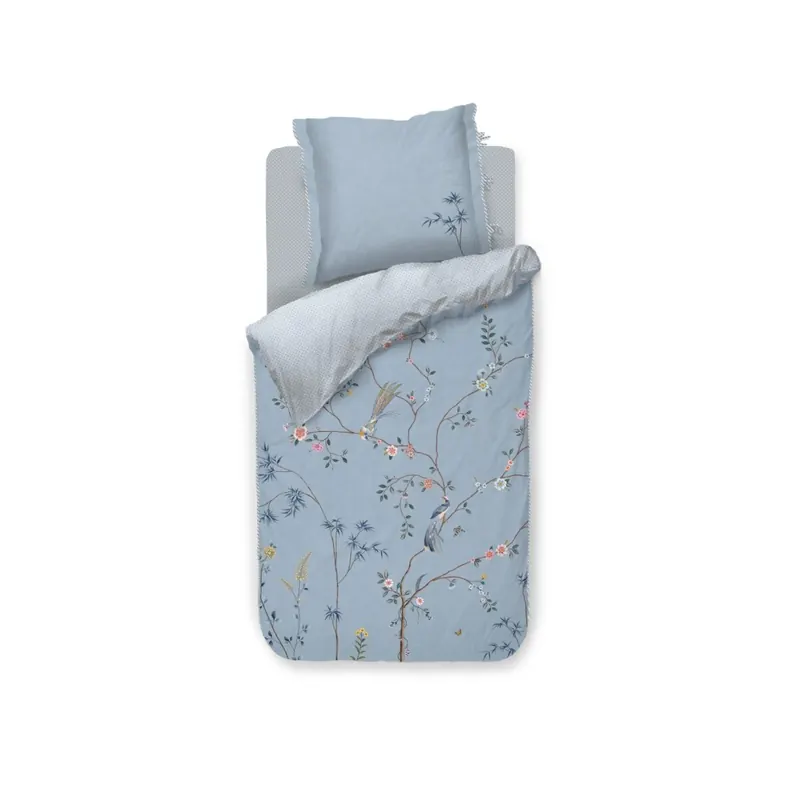 PiP Studio Perkal Bettwäsche PIP Bamboo Blossom Light Blue Hell 200 cm x 200 cm blau