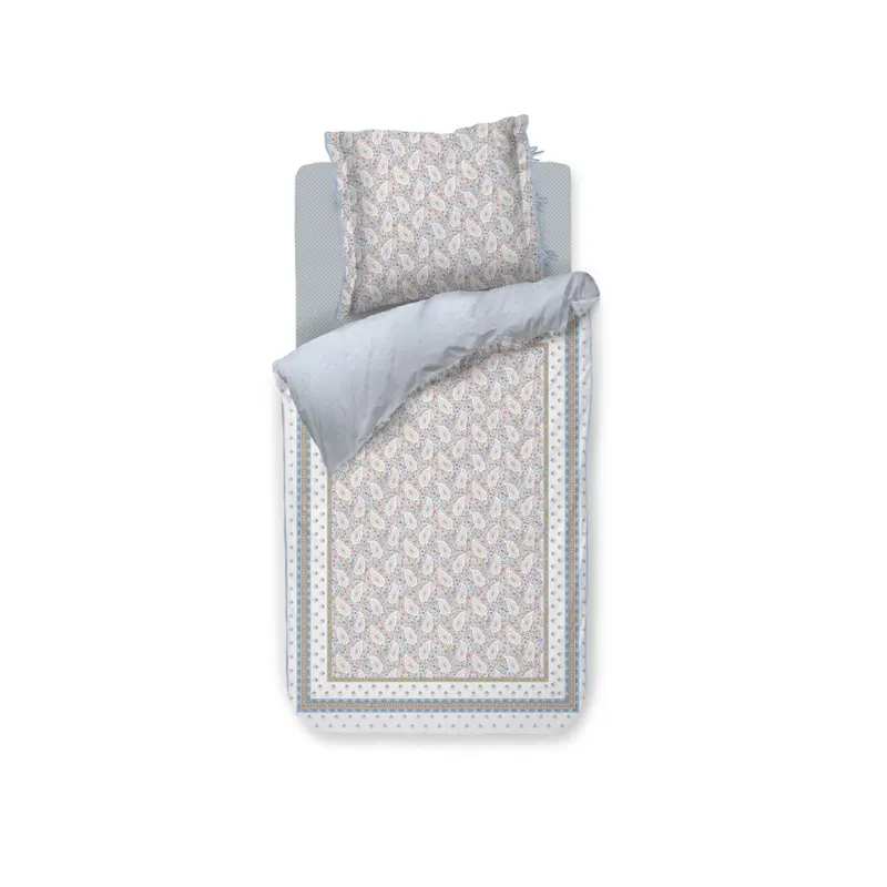 PiP Studio Perkal Bettwäsche PIP Kairi Bloom Light Blue Hell 155 cm x 220 cm blau