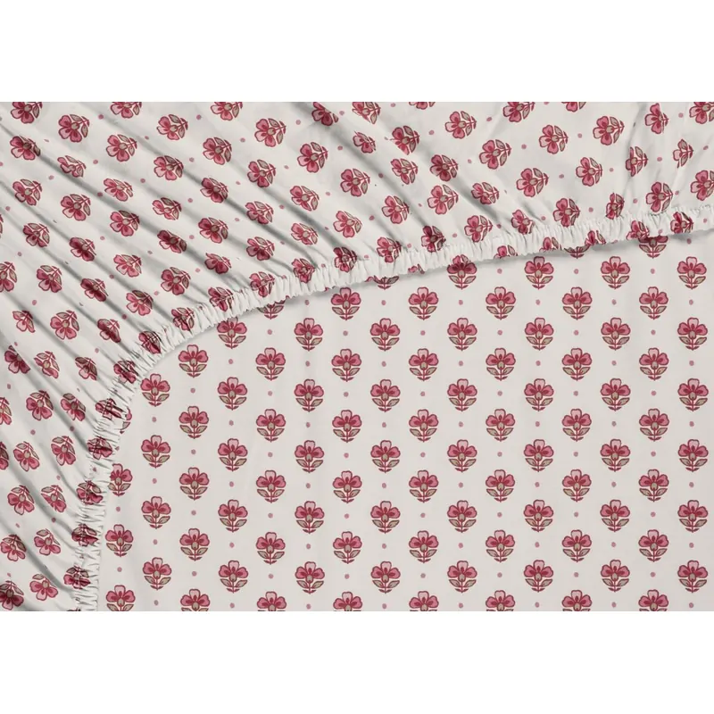 PiP Studio Spannbettlaken PIP Jaipur Flower FS Light Pink Hell 180 cm x 200 cm rosa
