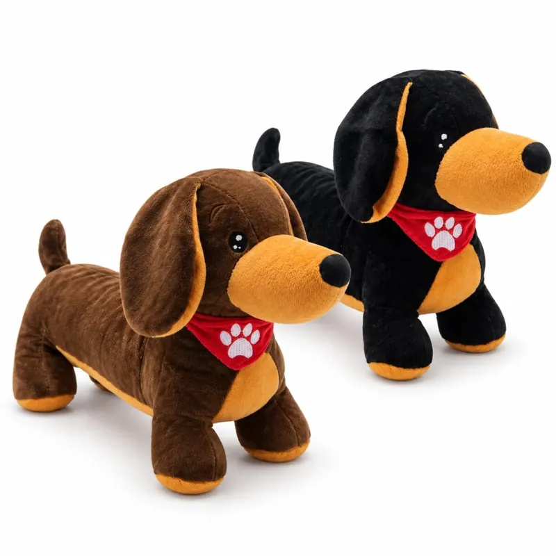 Plüsch Dackel 35 cm Kuscheltier – weicher Kuschelhund mit Halstuch | Farbe zufällig