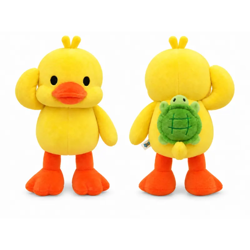 Plüschente Kuscheltier mit Schildkröten-Rucksack gelb 40 cm
