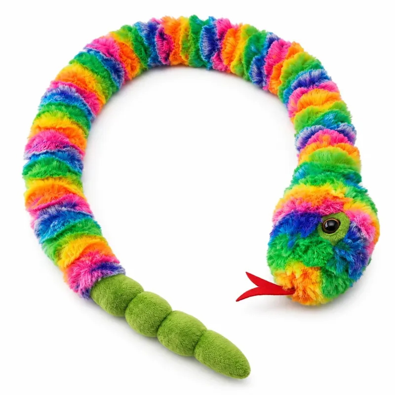 Plüschtier Plüschschlange XXL Plüsch-Schlange weich gefüllt, ideal zum Trösten Kuscheln Einschlafhilfe Toys Schlange Snake Kuscheltier Regenbogen bunt 100 cm