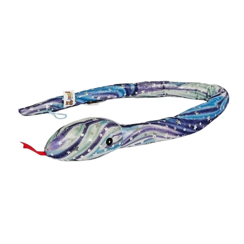 Plüschtier Plüschschlange XXL Plüsch-Schlange weich gefüllt, ideal zum Trösten Kuscheln Einschlafhilfe Toys Schlange Snake Kuscheltier Schlange Blau Lila Sterne Glitzer 100 cm