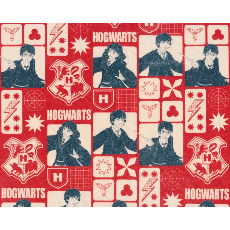 Popeline-Baumwollstoff HARRY POTTER, Hogwarts, rot
