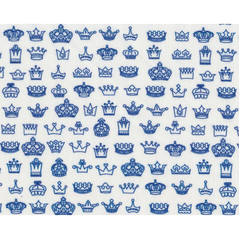 Popeline-Baumwollstoff PETITE ROYAL, Kronen, blau