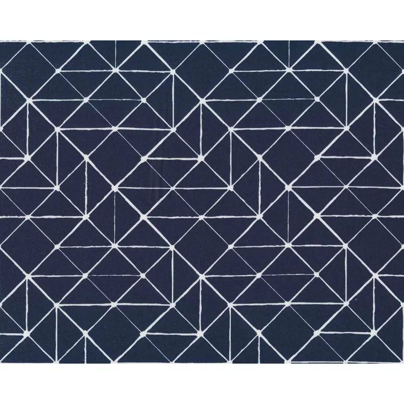 Popeline JIOMETRI, Fliesenmuster, marineblau