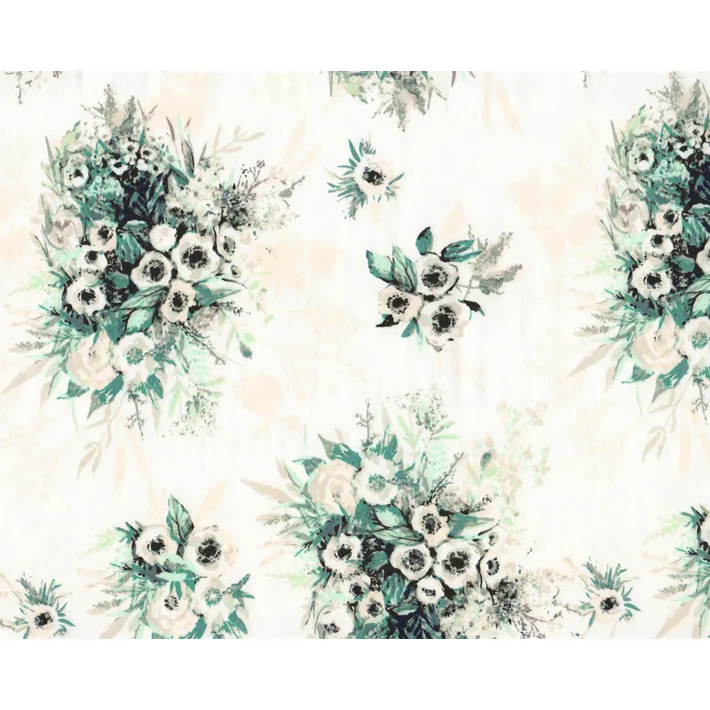 Popeline-Patchworkstoff AQUARELLE, Butterblumen, weiß, Katarina Roccella