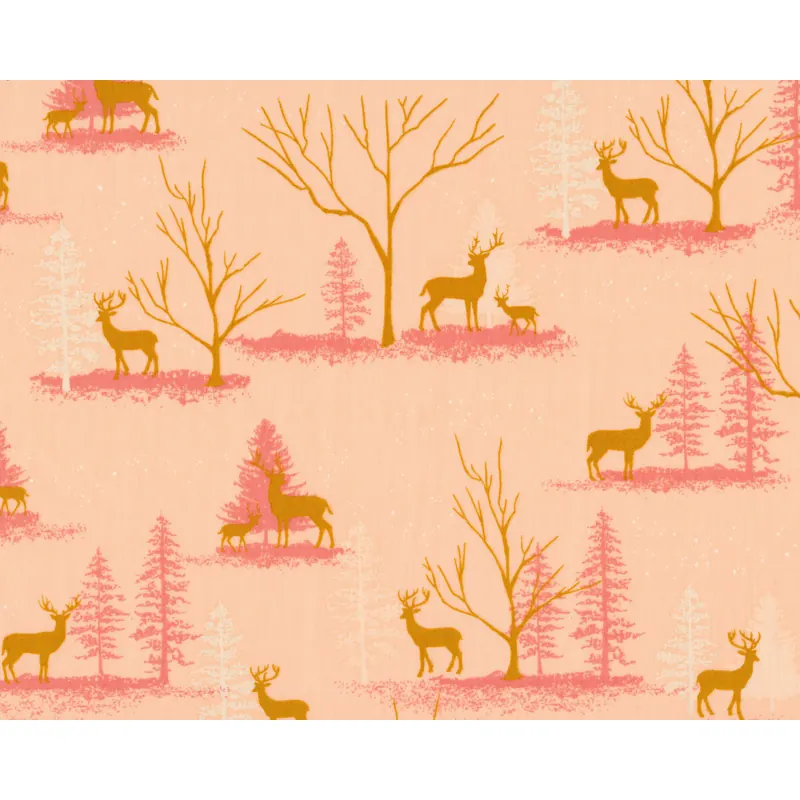 Popeline-Patchworkstoff COZY & MAGICAL, Hirsche im Wald, Art Gallery
