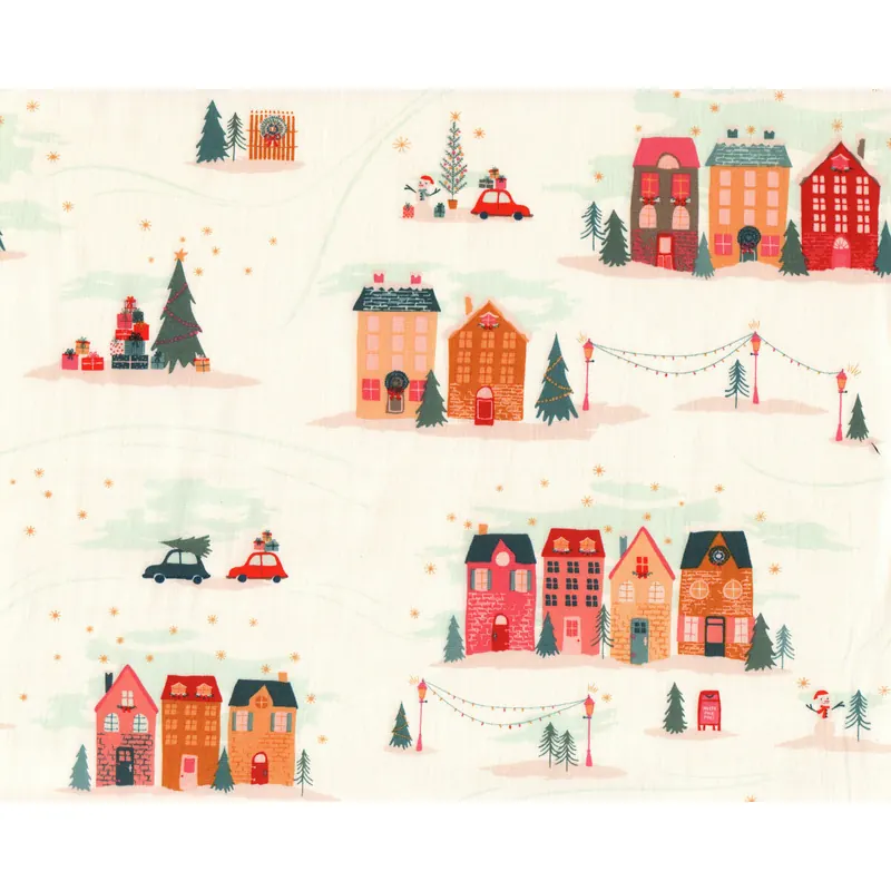 Popeline-Patchworkstoff COZY & MAGICAL, Stadt im Winter, Art Gallery