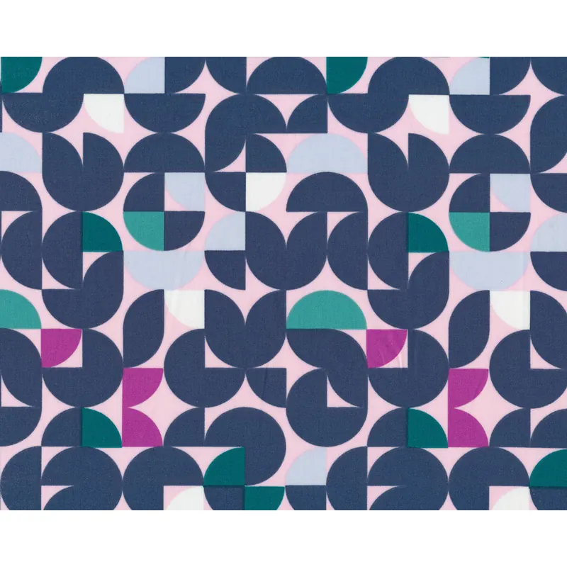 Popeline-Patchworkstoff TROUVAILLE, Kreissegmente, graublau, Art Gallery