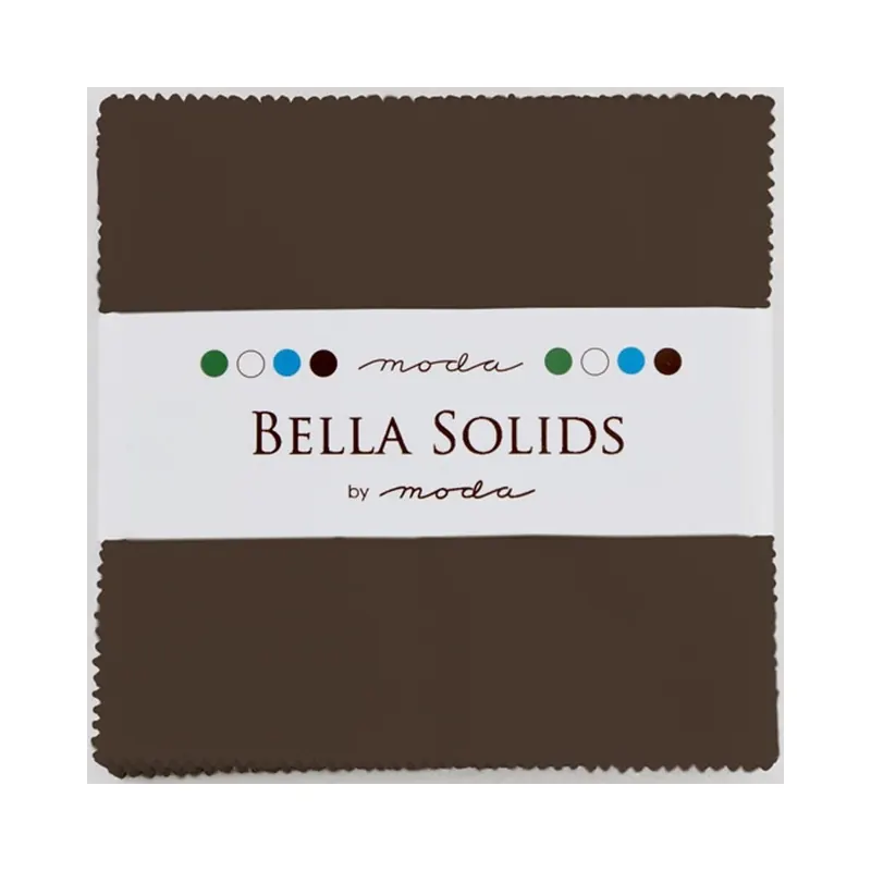 Precuts Charm Pack BELLA SOLIDS, 12,5 x 12,5 cm, 42 Quadrate, braun, Moda Fabrics