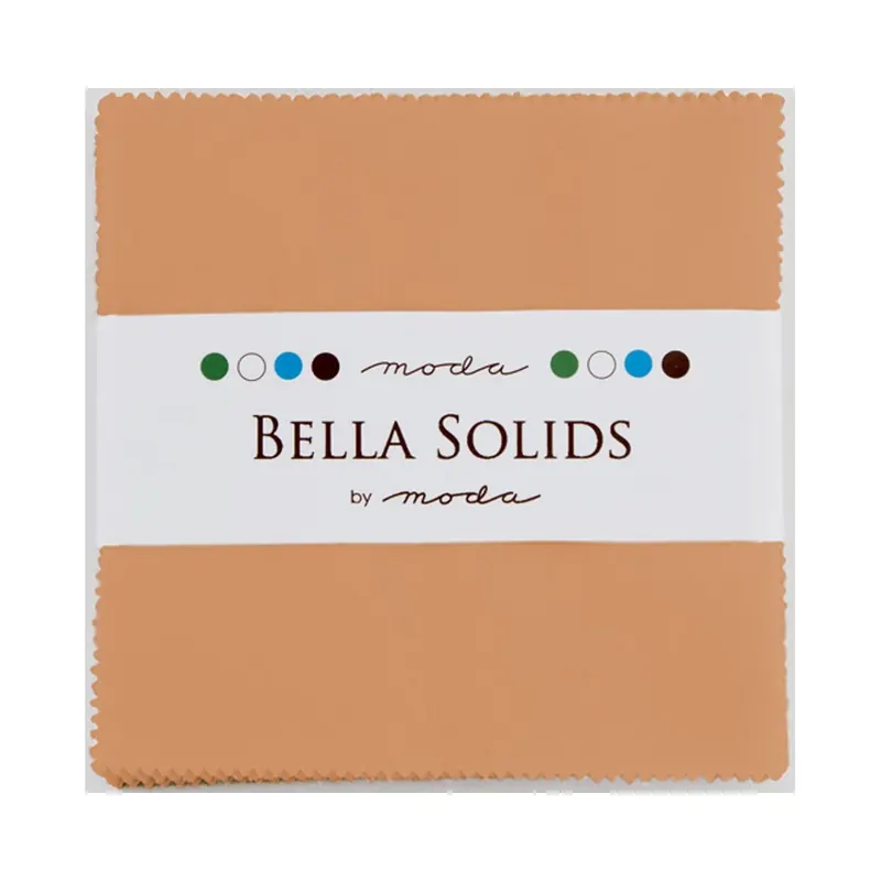 Precuts Charm Pack BELLA SOLIDS, 12,5 x 12,5 cm, 42 Quadrate, dunkles aprikot, Moda Fabrics