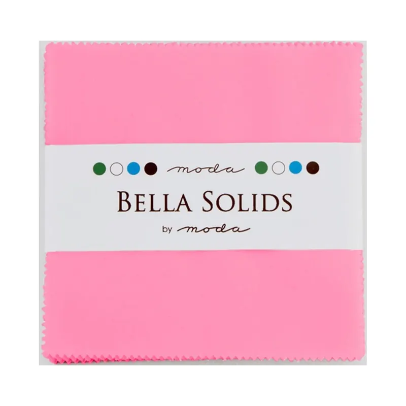 Precuts Charm Pack BELLA SOLIDS, 12,5 x 12,5 cm, 42 Quadrate, dunkles rosa, Moda Fabrics