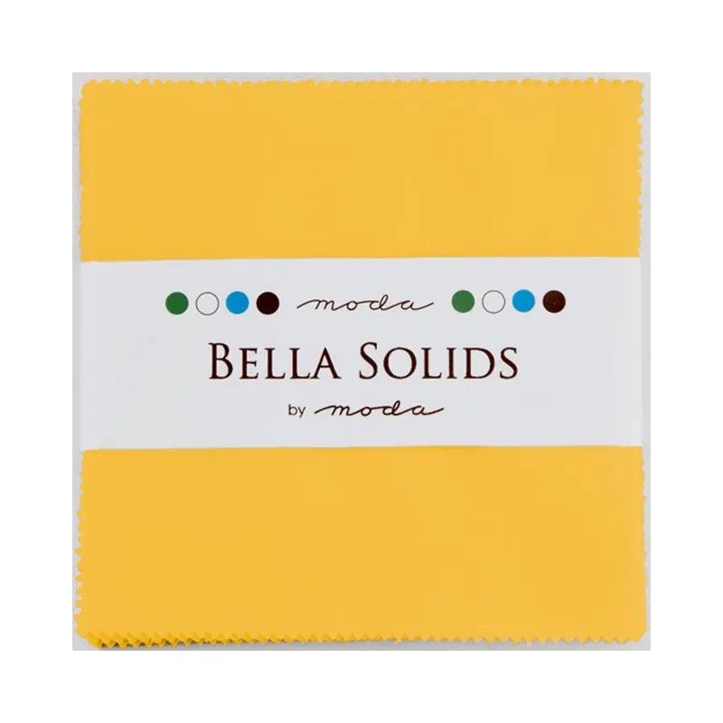 Precuts Charm Pack BELLA SOLIDS, 12,5 x 12,5 cm, 42 Quadrate, maisgelb, Moda Fabrics