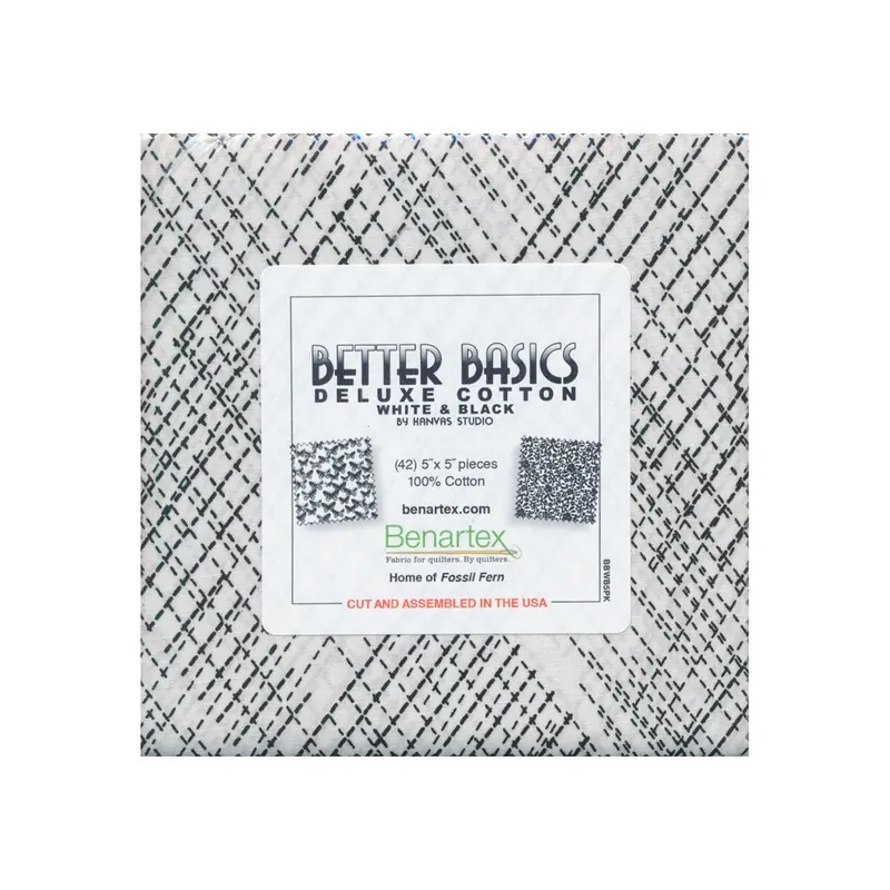 Precuts Charm Pack BETTER BASICS DELUXE, schwarz-weiß, Benartex
