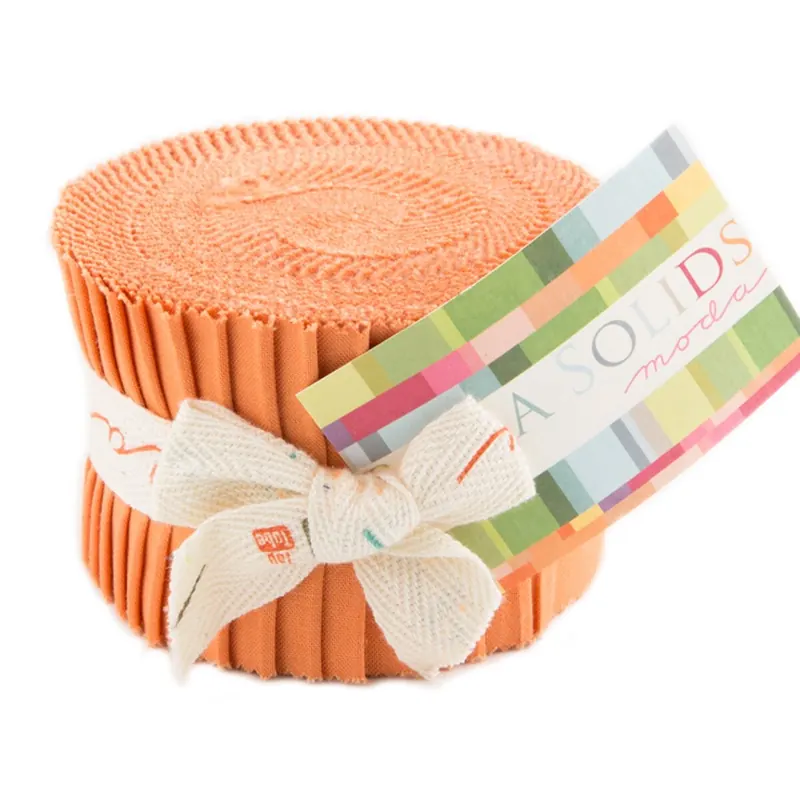 Precuts Junior Jelly Roll BELLA SOLIDS, 6 x 110 cm, 20 Streifen, dunkles aprikot, Moda Fabrics