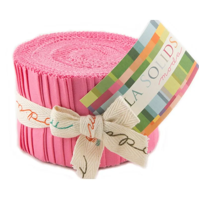 Precuts Junior Jelly Roll BELLA SOLIDS, 6 x 110 cm, 20 Streifen, dunkles rosa, Moda Fabrics