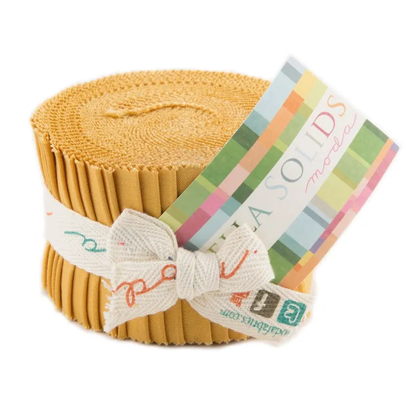 Precuts Junior Jelly Roll BELLA SOLIDS, 6 x 110 cm, 20 Streifen, helles goldbraun, Moda Fabrics