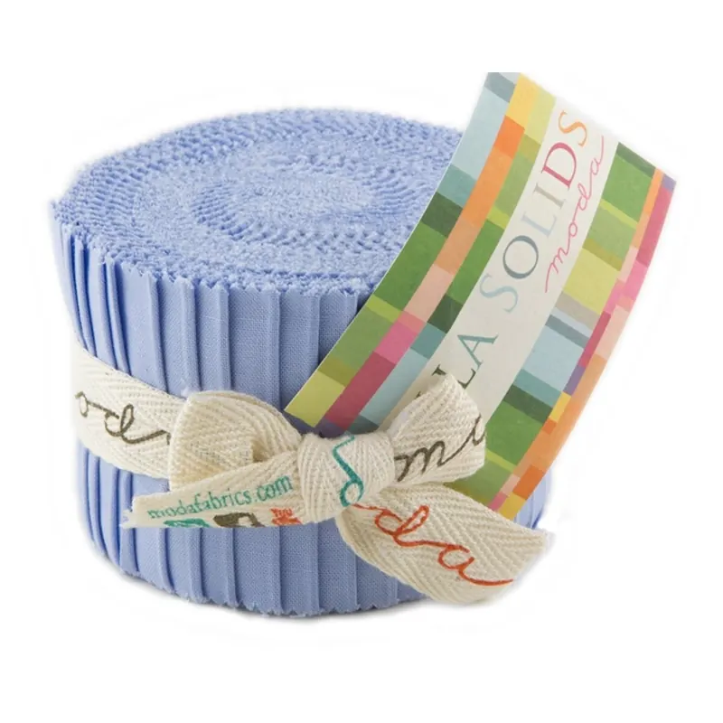 Precuts Junior Jelly Roll BELLA SOLIDS, 6 x 110 cm, 20 Streifen, helles taubenblau, Moda Fabrics