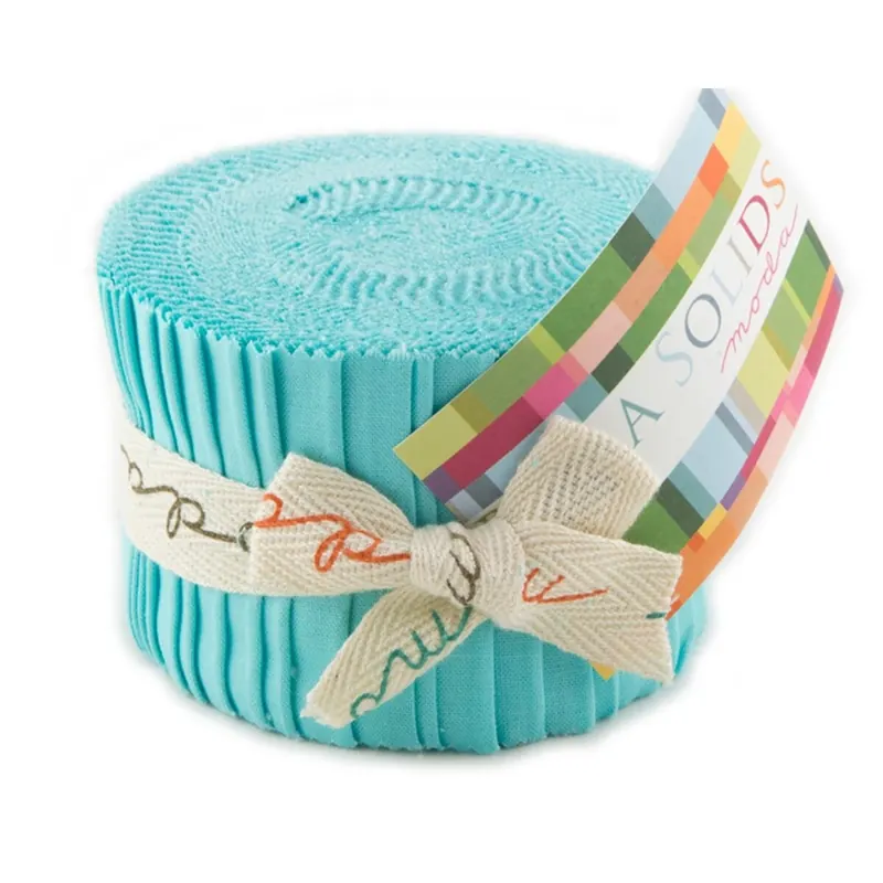 Precuts Junior Jelly Roll BELLA SOLIDS, 6 x 110 cm, 20 Streifen, helles türkis, Moda Fabrics