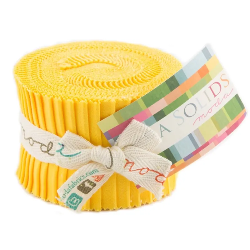 Precuts Junior Jelly Roll BELLA SOLIDS, 6 x 110 cm, 20 Streifen, maisgelb, Moda Fabrics