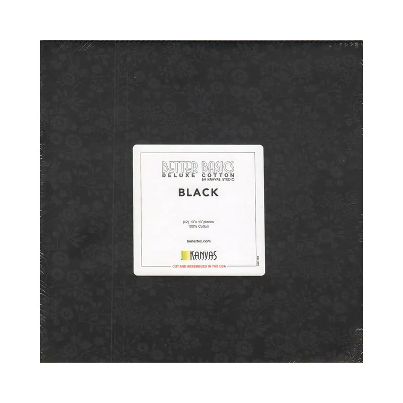 Precuts Layer Cake BETTER BASICS DELUXE, schwarz, Benartex